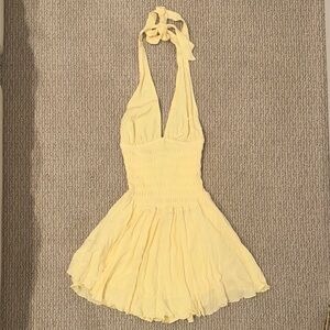 Garage Light Yellow Halter Mini Dress